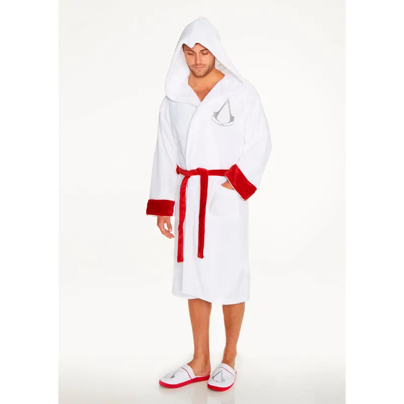 Assassin&#39;s Creed Wite Logo mens fleece bathrobe product photo
