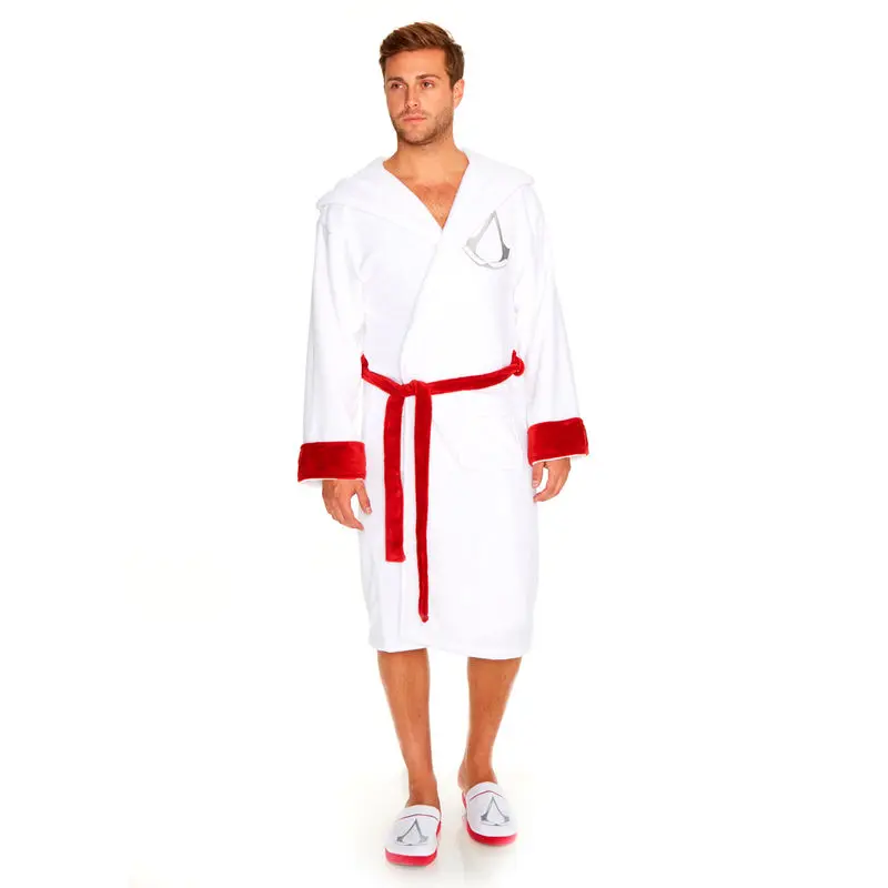 Assassin&#39;s Creed Wite Logo mens fleece bathrobe product photo