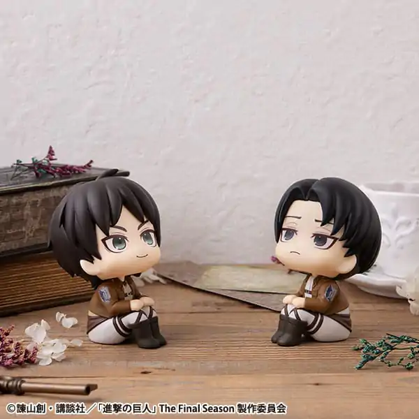 Attack on Titan Look Up PVC Statue Eren Jaeger &amp; Levi Set (with gift) 11 cm product photo
