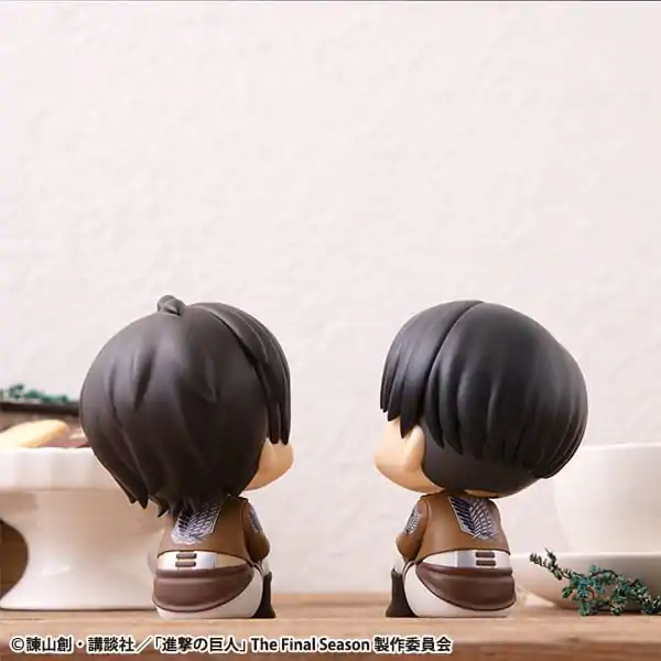 Attack on Titan Look Up PVC Statue Eren Jaeger &amp; Levi Set (with gift) 11 cm product photo