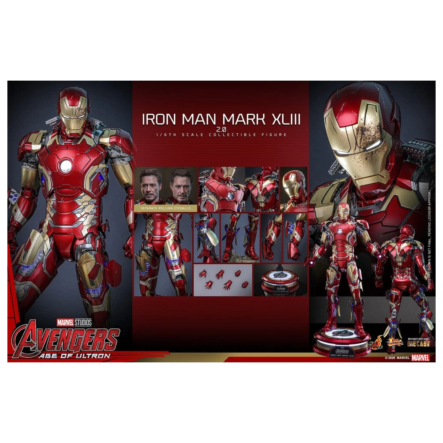 Avengers: Age of Ultron Movie Masterpiece Diecast Action Figure 1/6 Iron Man Mark XLIII (2.0) 32 cm product photo