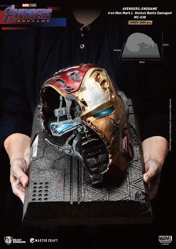 Avengers Endgame Master Craft Statue Iron Man Mark50 Helmet Battle Damaged 22 cm product photo