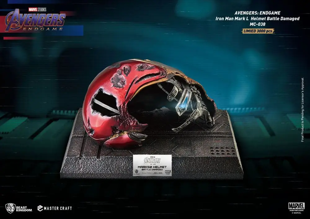 Avengers Endgame Master Craft Statue Iron Man Mark50 Helmet Battle Damaged 22 cm product photo