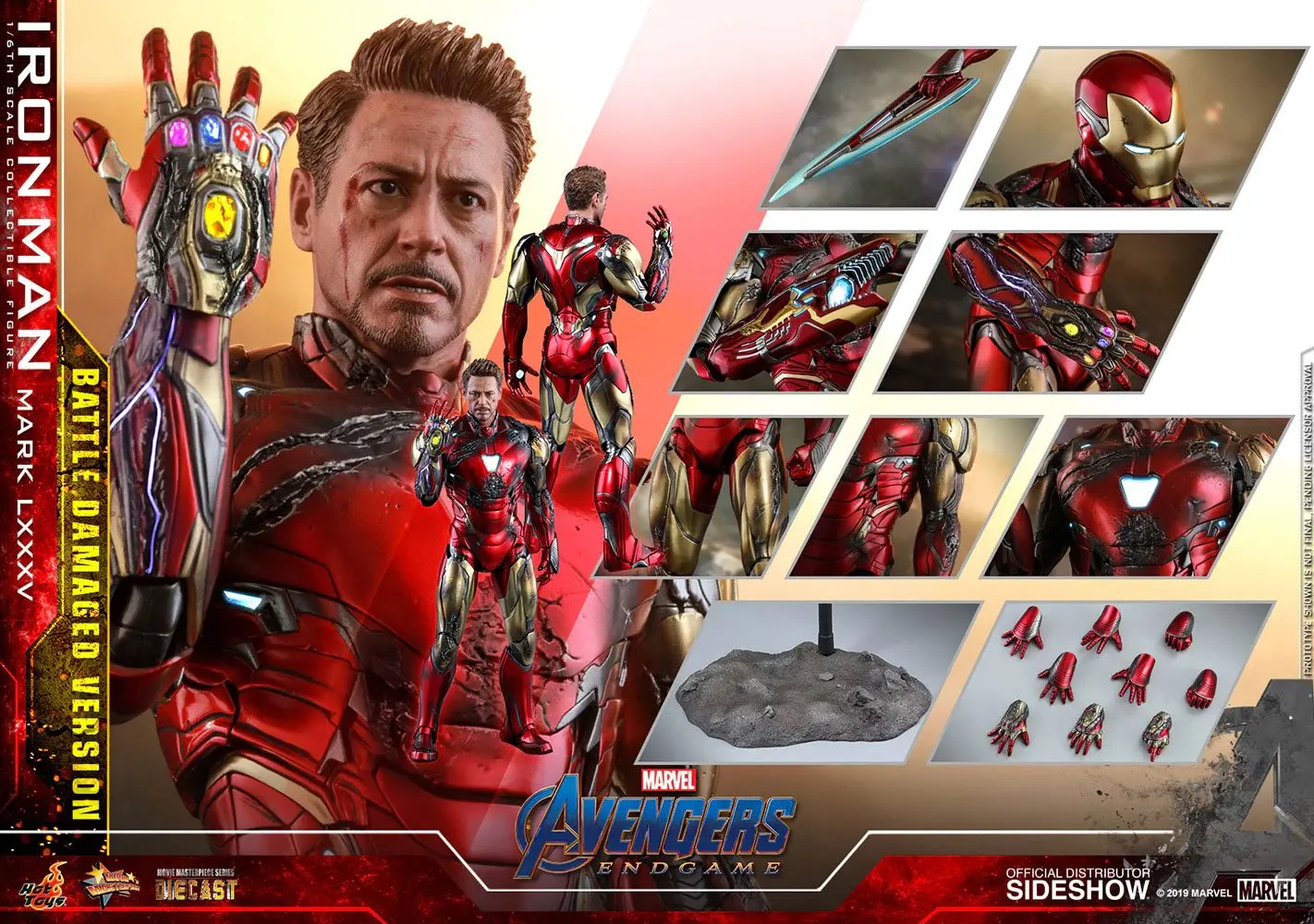 Avengers: Endgame MMS Diecast Action Figure 1/6 Iron Man Mark LXXXV Battle Damaged Ver. 32 cm product photo