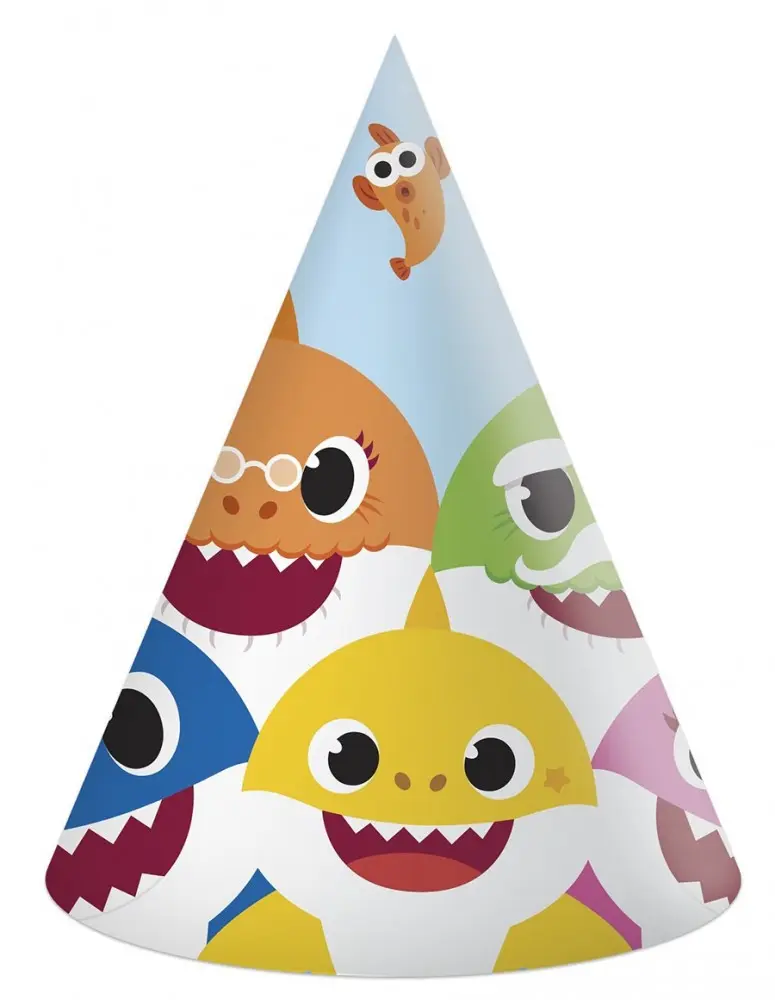 Baby Shark Party hat, cone hat 6 pcs product photo