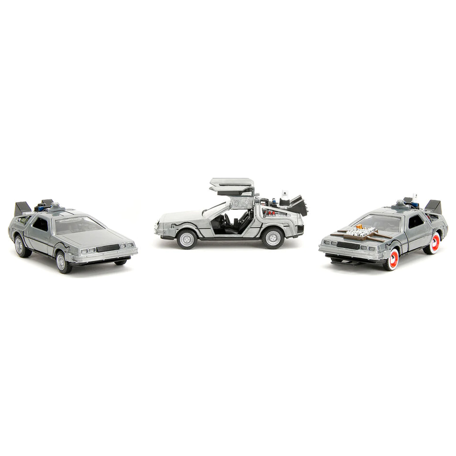 Back to the Future 40th Anniversary Time Machine pack 3 Delorean set product photo