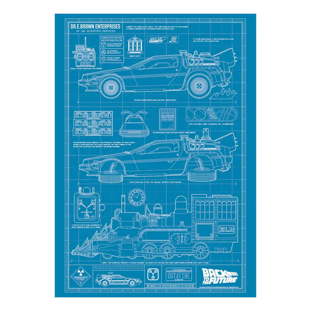 Back To The Future Art Print Time Machine Blueprint Limited Edition 42 x 30 cm product photo