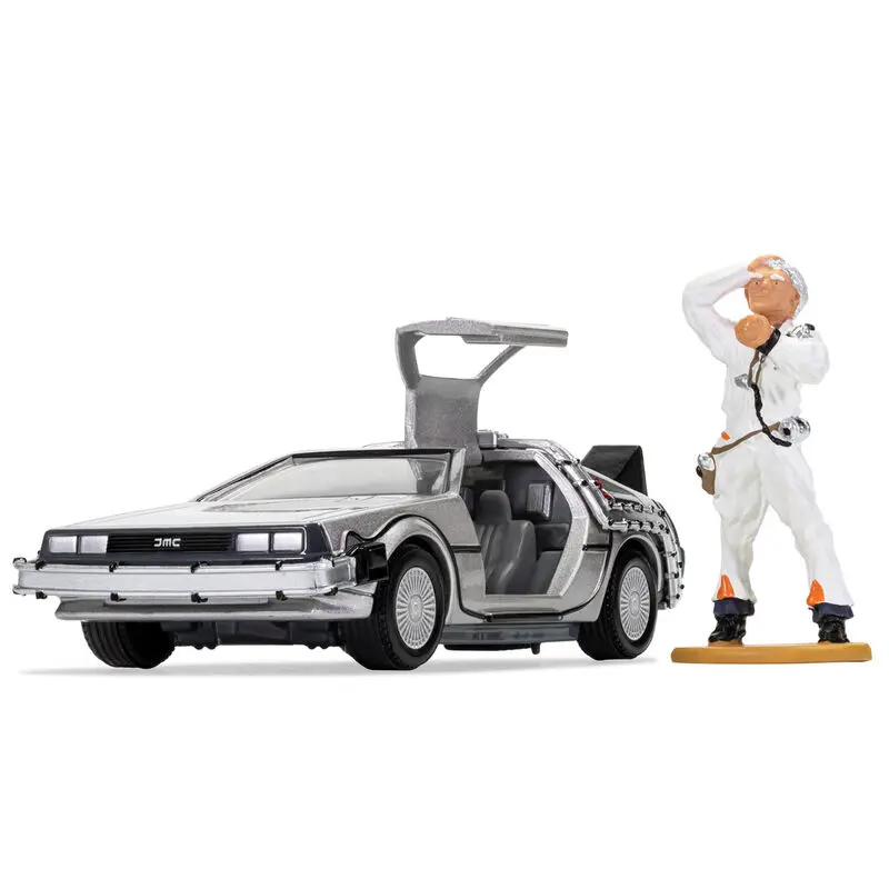 Back to the Future Diecast Model 1/36 DeLorean and Doc Brown Figure termékfotó