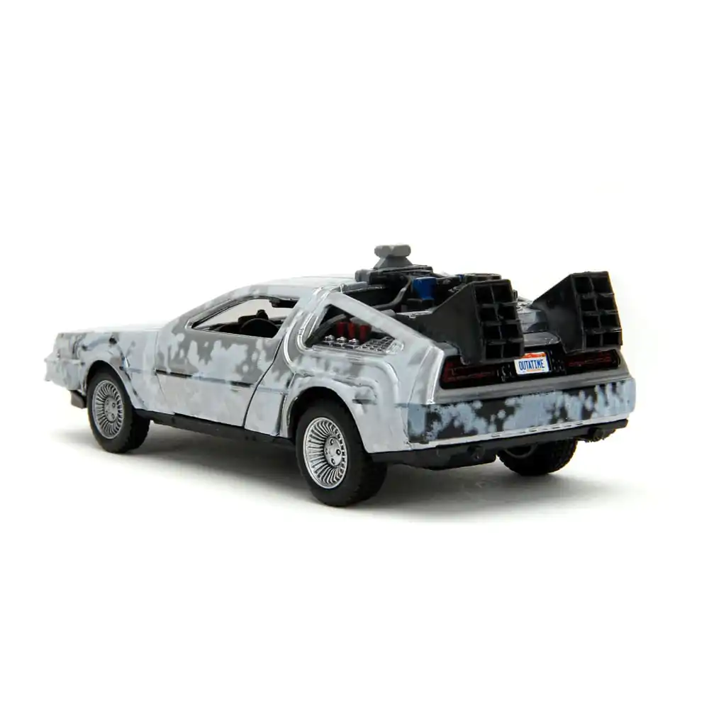 Back to the Future Hollywood Rides Diecast Model 1/32 DeLorean Time Machine Frost termékfotó