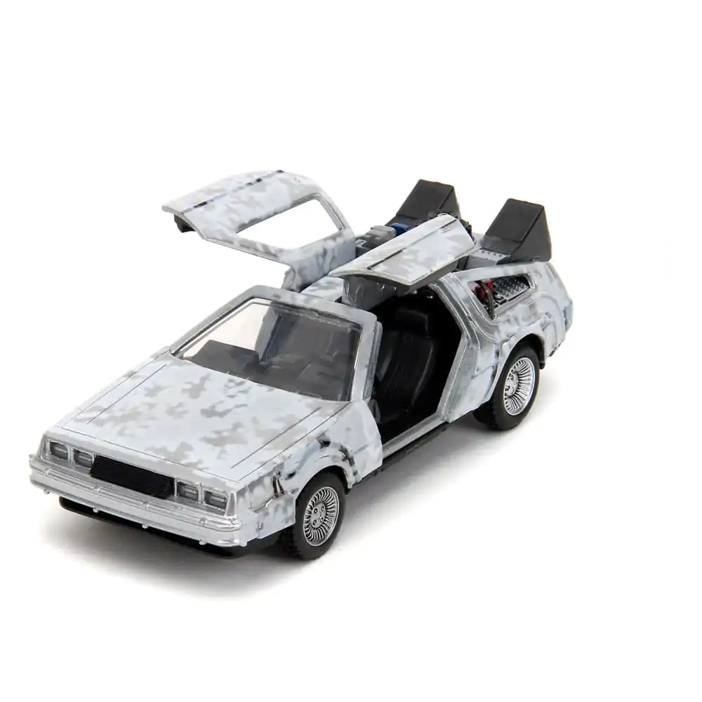 Back to the Future Hollywood Rides Diecast Model 1/32 DeLorean Time Machine Frost product photo