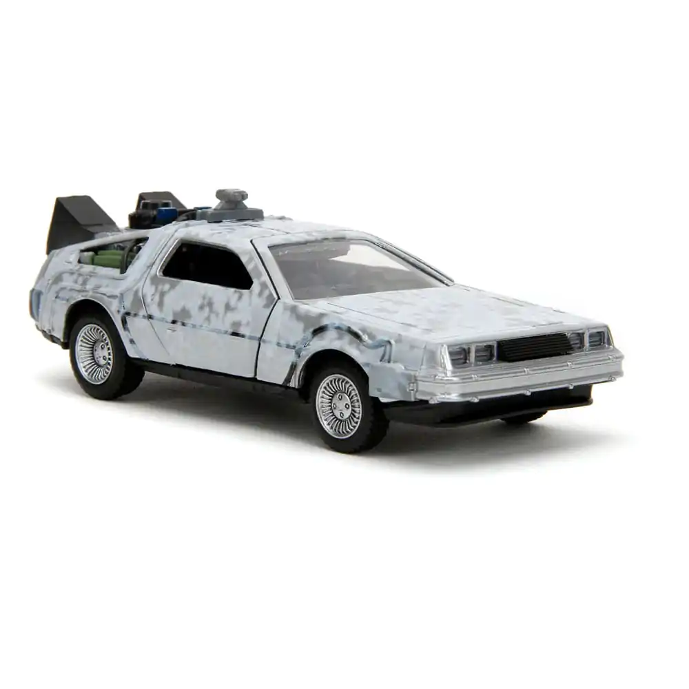 Back to the Future Hollywood Rides Diecast Model 1/32 DeLorean Time Machine Frost product photo