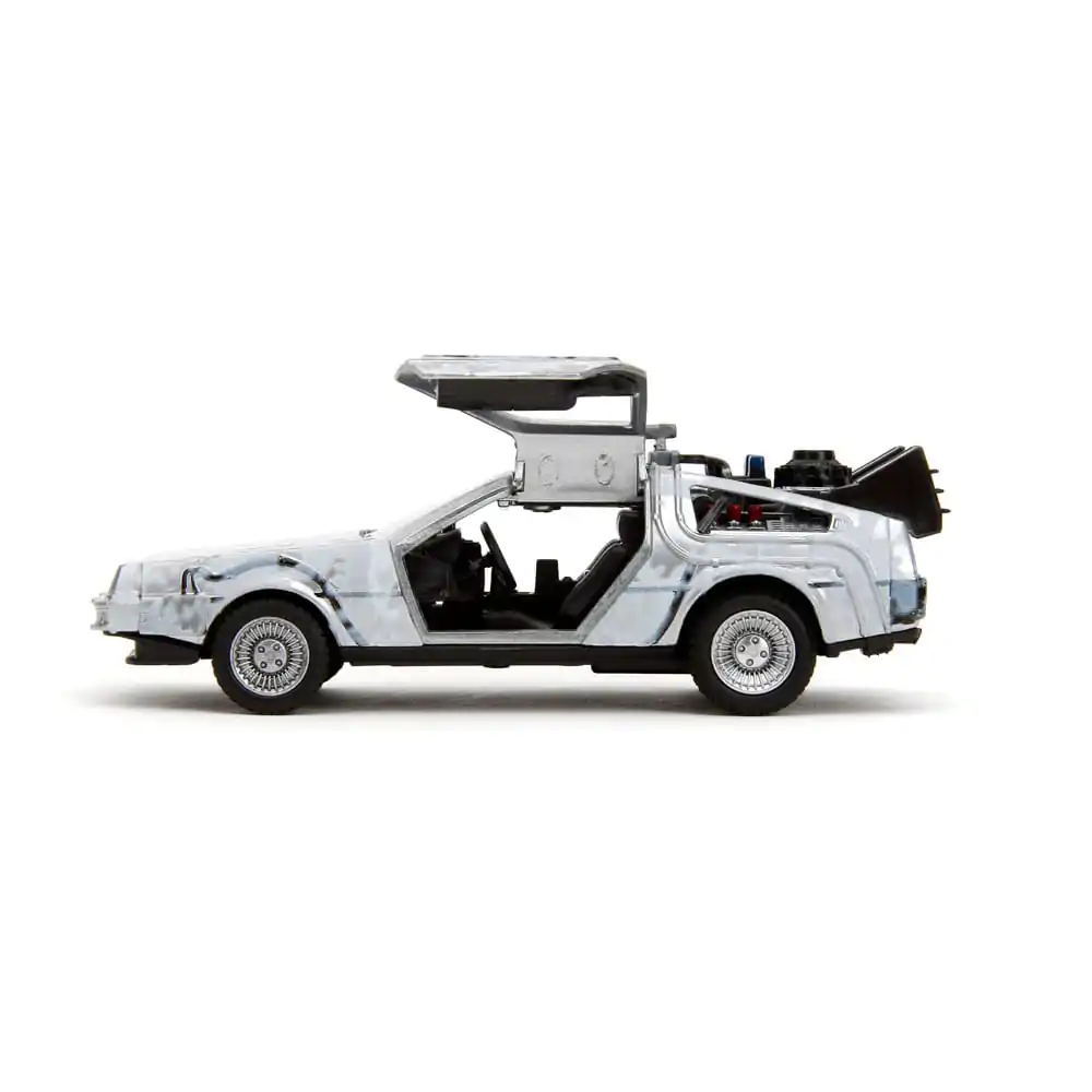 Back to the Future Hollywood Rides Diecast Model 1/32 DeLorean Time Machine Frost product photo