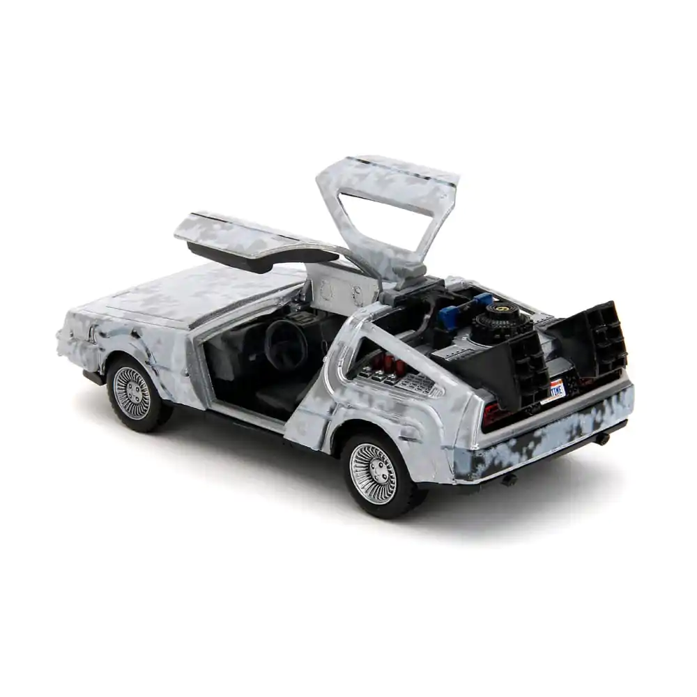 Back to the Future Hollywood Rides Diecast Model 1/32 DeLorean Time Machine Frost termékfotó