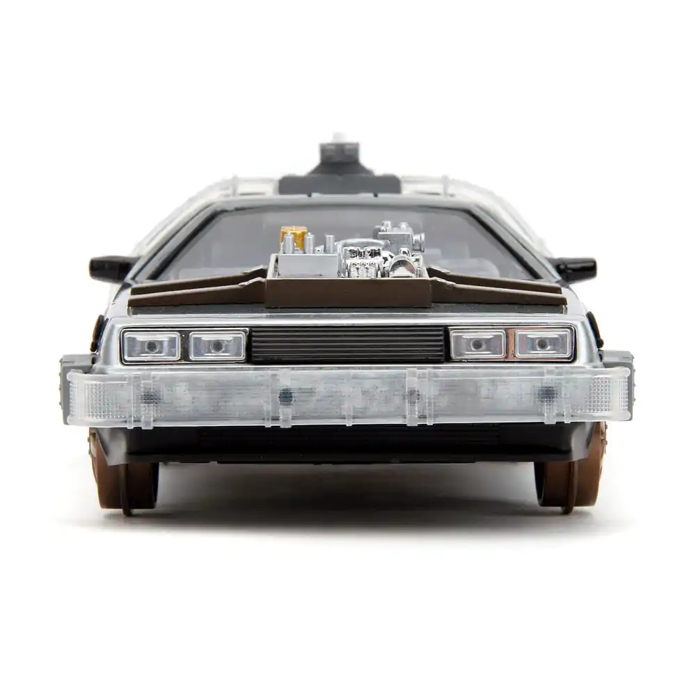 Back to the Future III Hollywood Rides Diecast Model 1/24 DeLorean Time Machine Railroad Wheels termékfotó