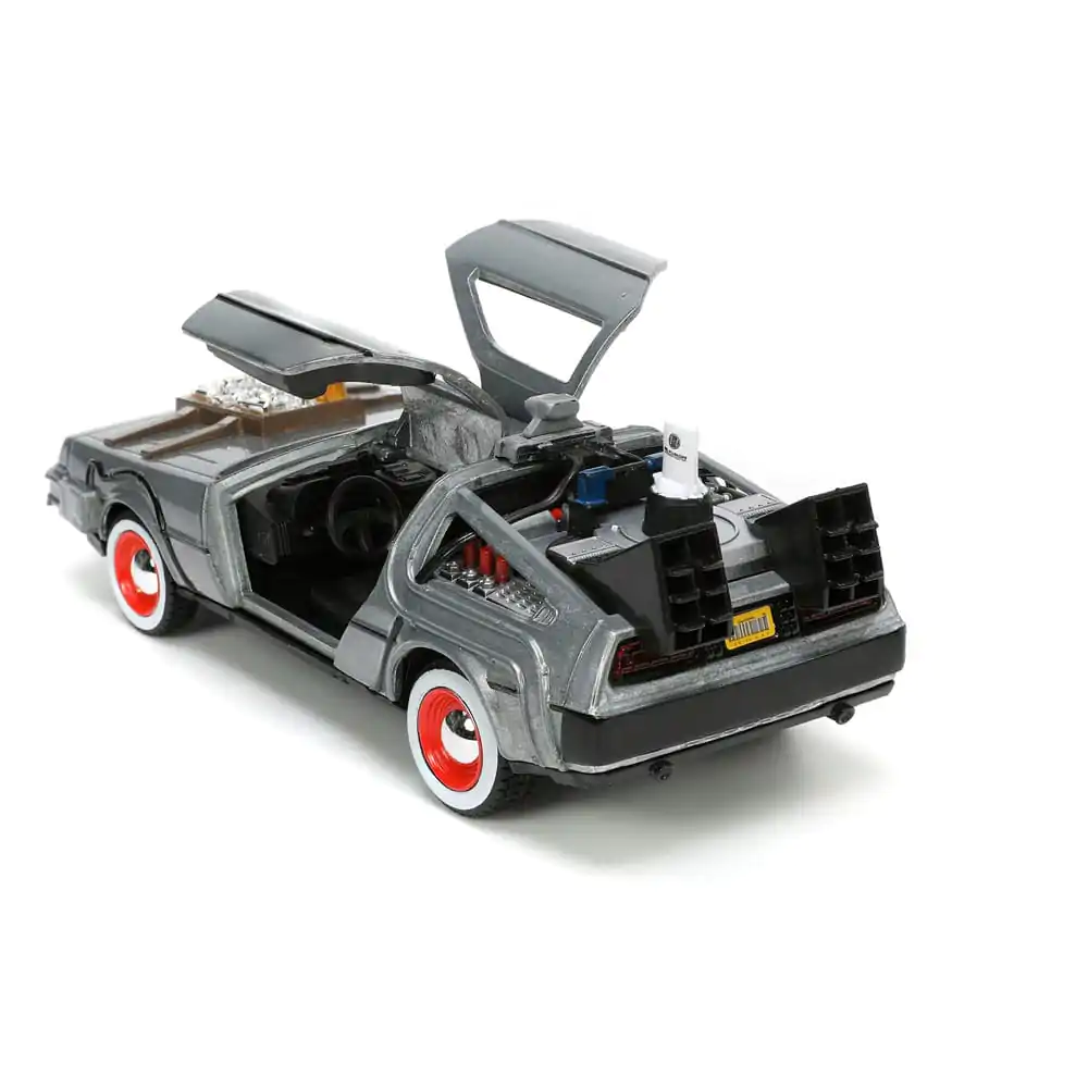 Back to the Future III Hollywood Rides Diecast Model 1/32 DeLorean Time Machine Free Rolling product photo