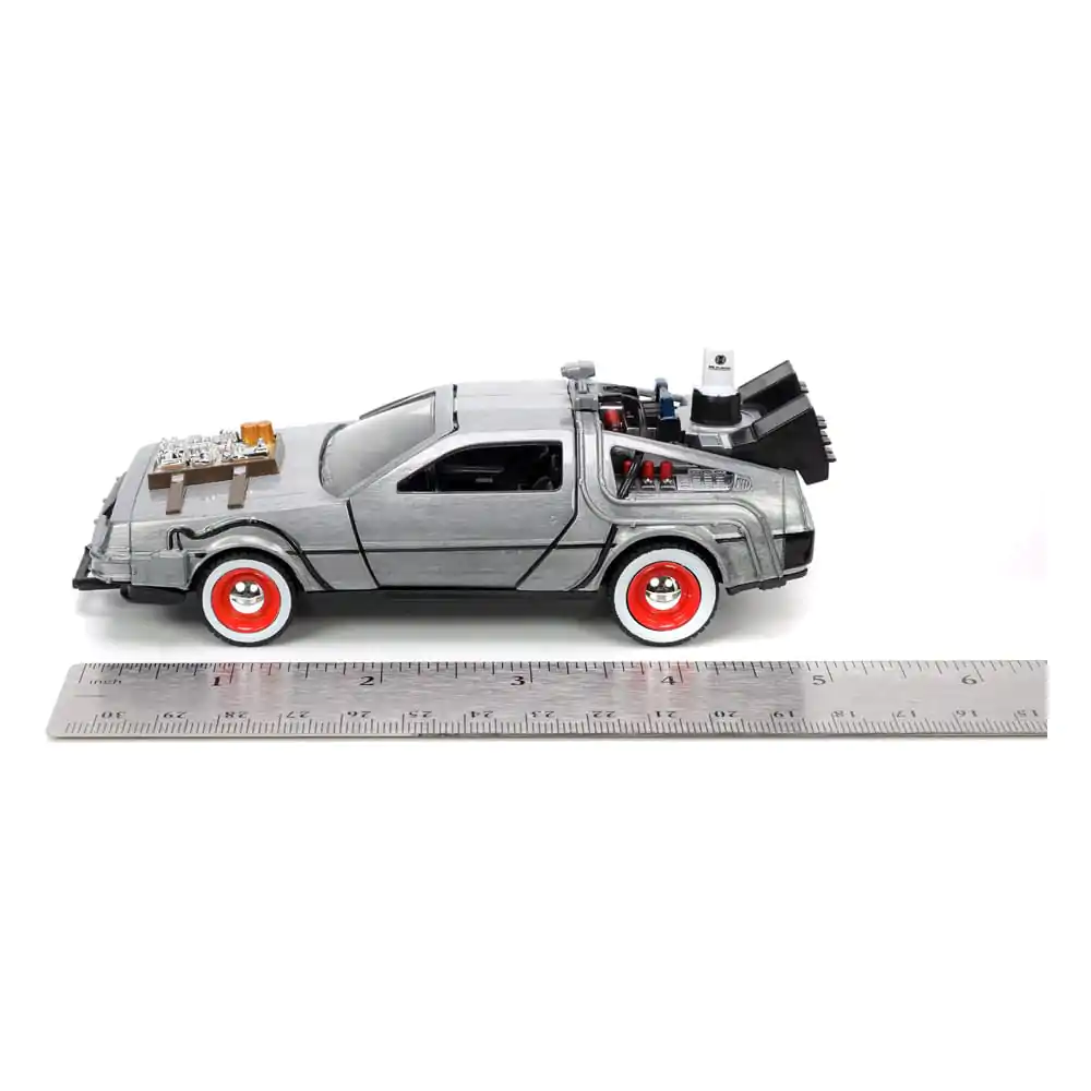 Back to the Future III Hollywood Rides Diecast Model 1/32 DeLorean Time Machine Free Rolling termékfotó