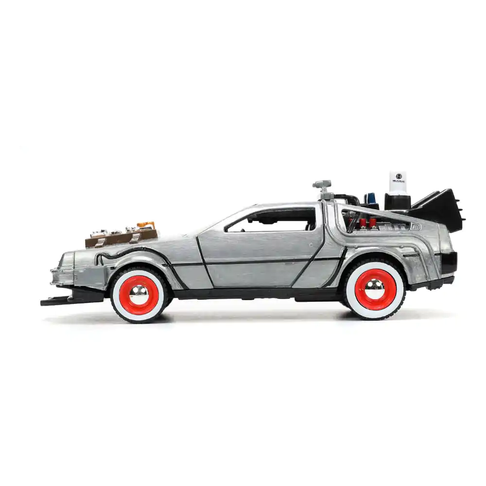 Back to the Future III Hollywood Rides Diecast Model 1/32 DeLorean Time Machine Free Rolling product photo