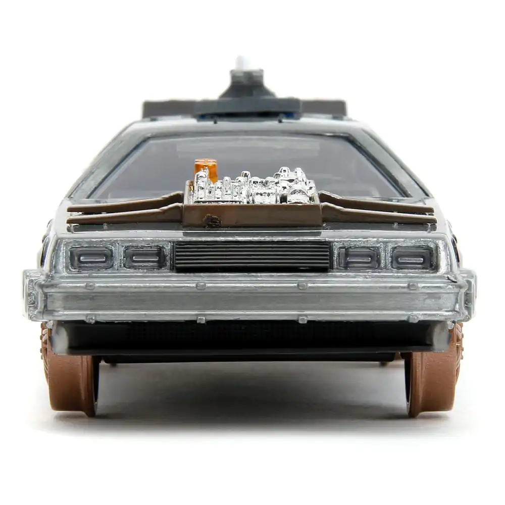 Back to the Future III Hollywood Rides Diecast Model 1/32 DeLorean Time Machine Railroad Wheels product photo