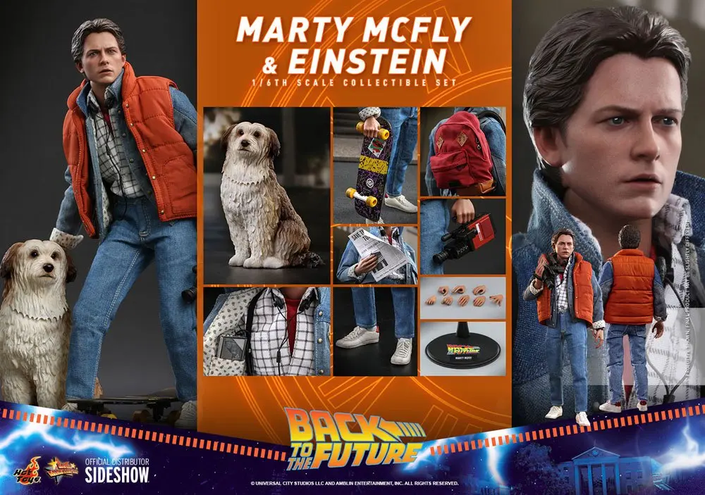 Back To The Future Movie Masterpiece Action Figures 1/6 Marty McFly &amp; Einstein Exclusive 28 cm product photo