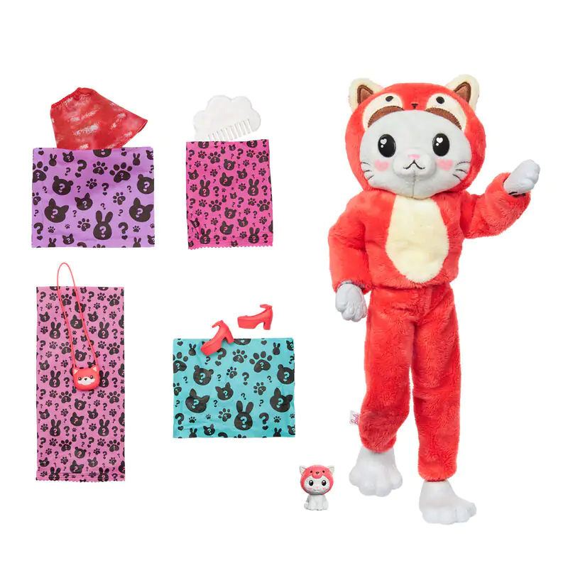 Barbie Chelsea Cutie Reveal Serie Costumes Red Panda Kitten doll product photo