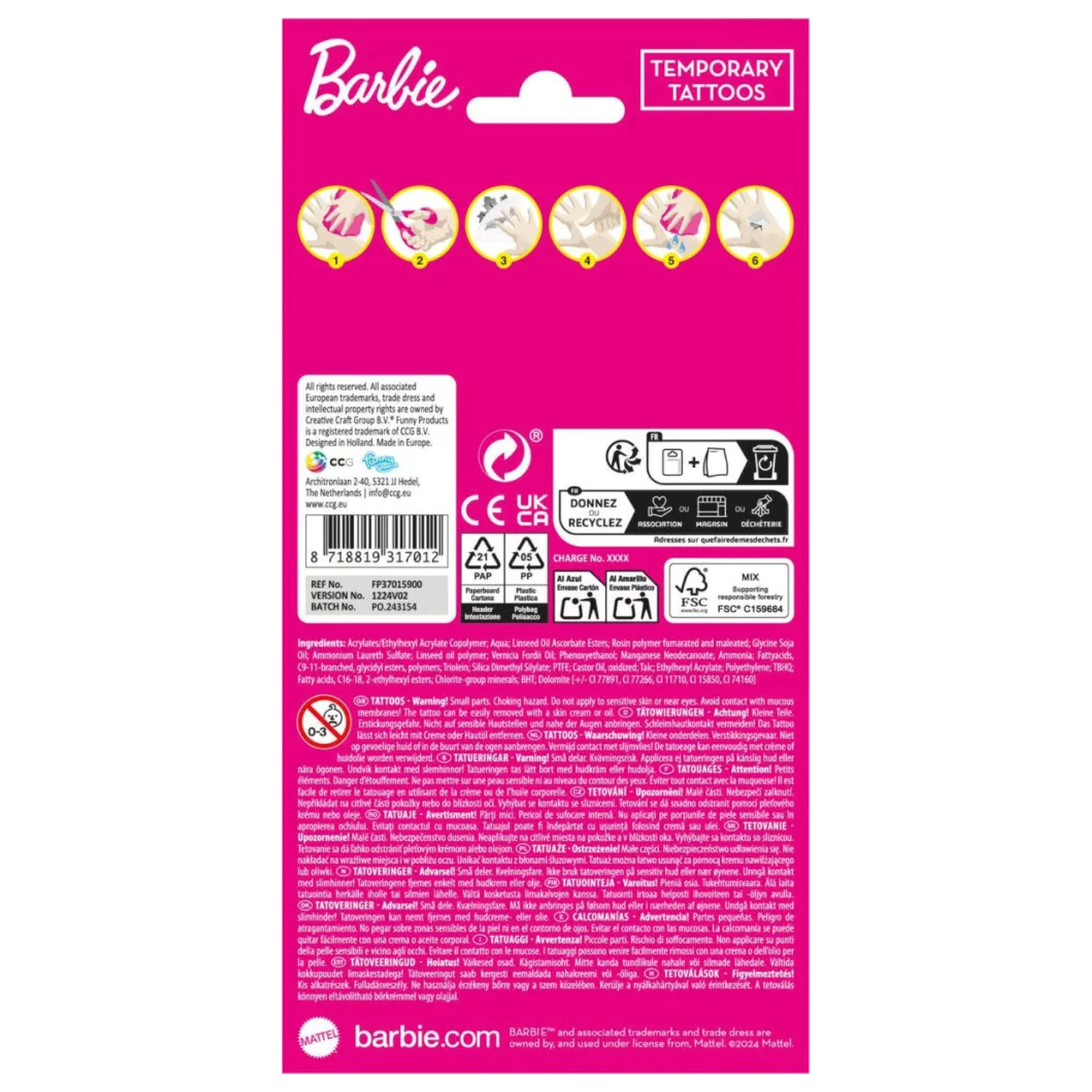 Barbie Crew tattoo 12-piece product photo