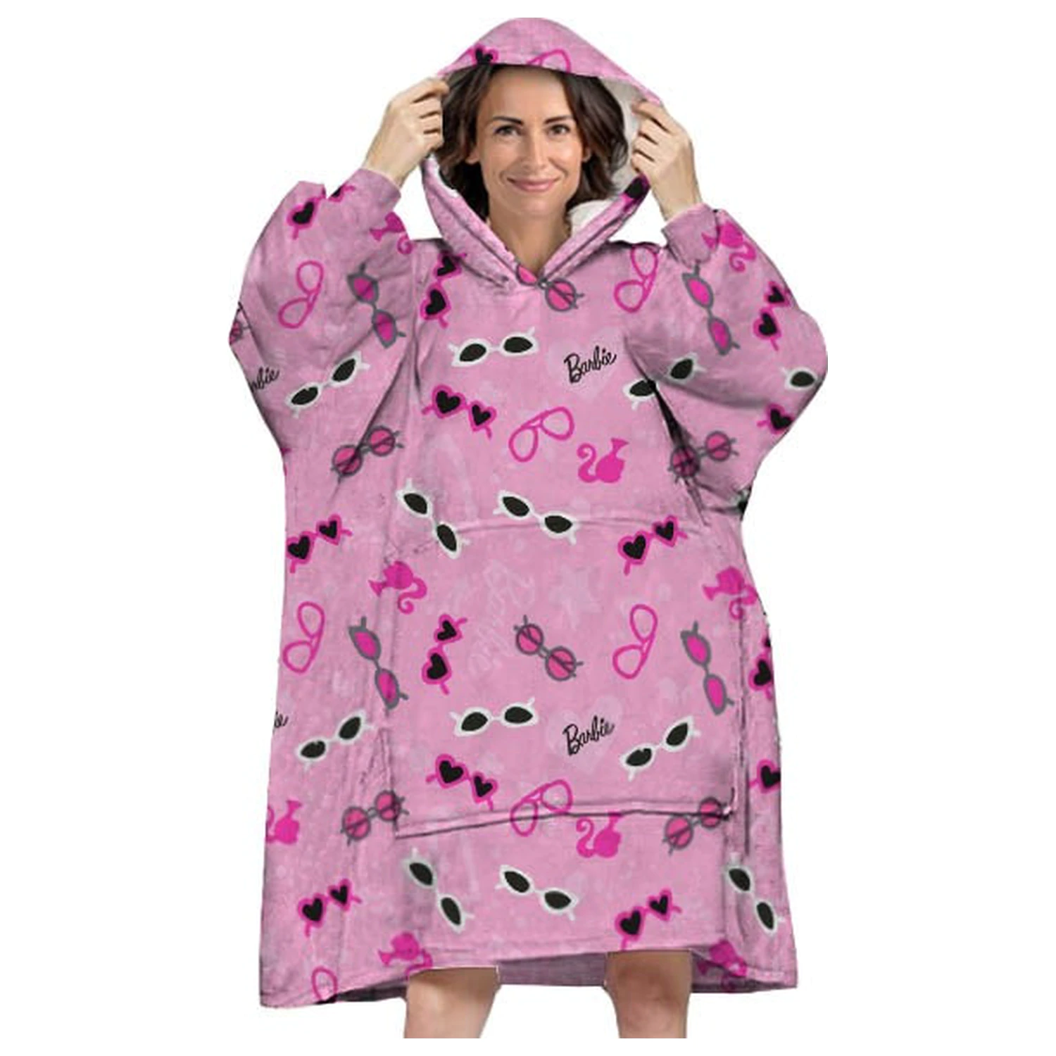 Barbie Glasses Adult Wearable Plush Fleece Blanket Poncho product photo