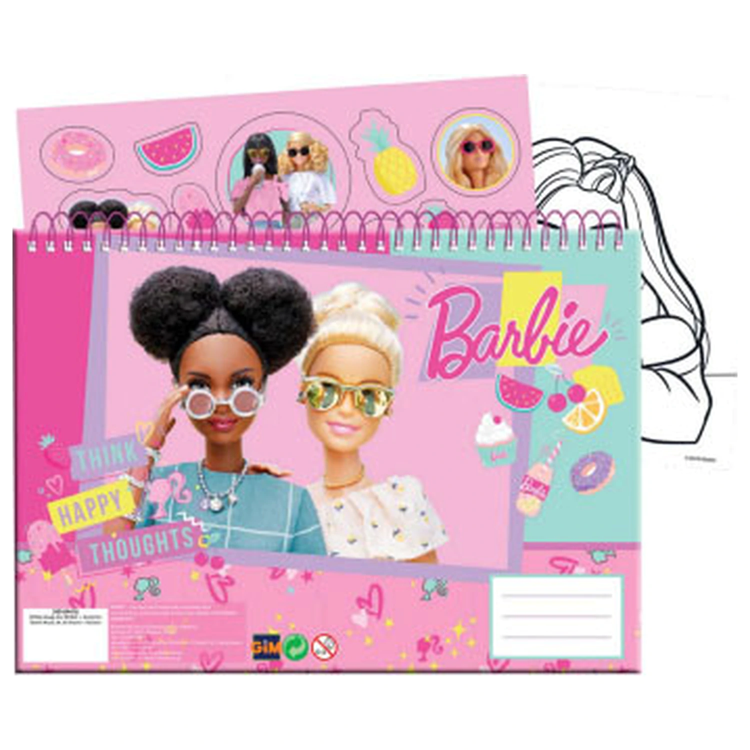 Barbie Happy Thoughts A/4 Spiral Sketchbook 40 Sheets with Stickers product photo