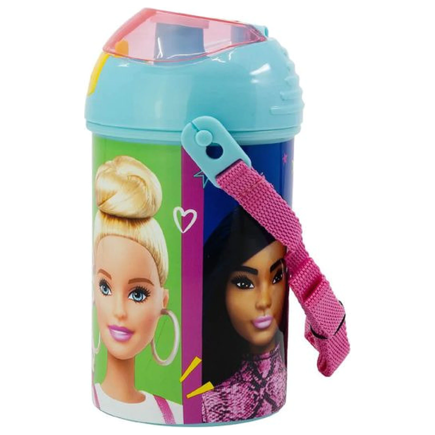 Barbie Happy Thoughts Plastic Straw Bottle with Hook 450 ml product photo
