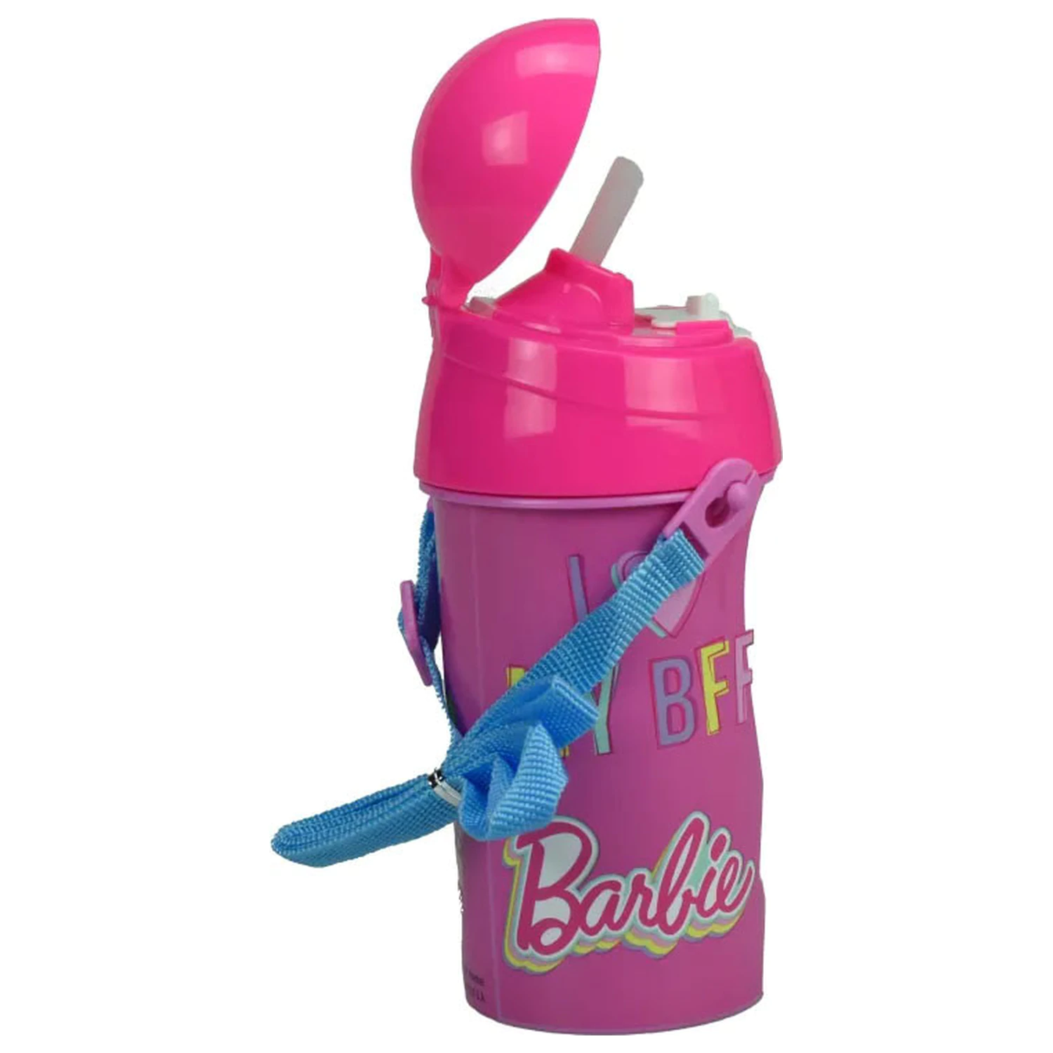 Barbie Happy Thoughts Plastic Straw Bottle with Hook 500 ml product photo