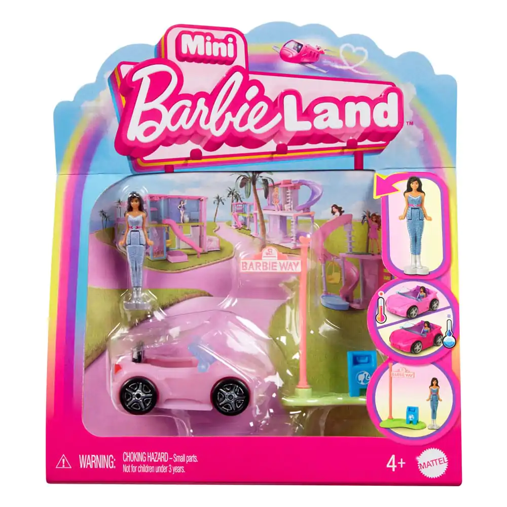 Barbie Mini BarbieLand Doll &amp; Convertible Car With Color-Change Pool 4 cm product photo