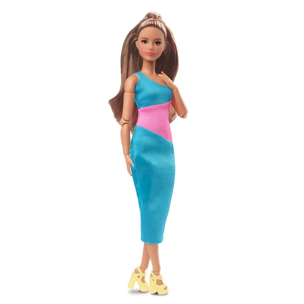 Barbie Signature Barbie Looks Doll Model #15 Brunette Ponytail, Turquoise/Pink Dress product photo