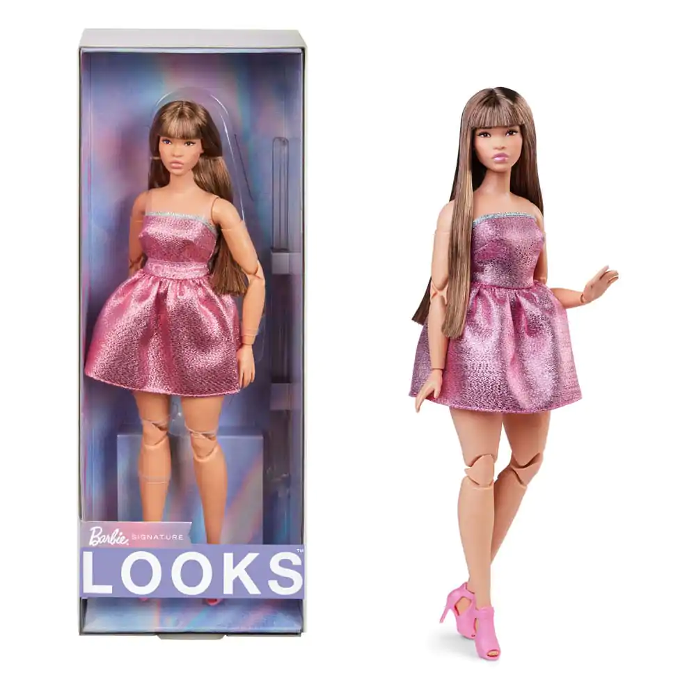 Barbie Signature Barbie Looks Doll Model #24 Curvy, Pink Mini Dress product photo