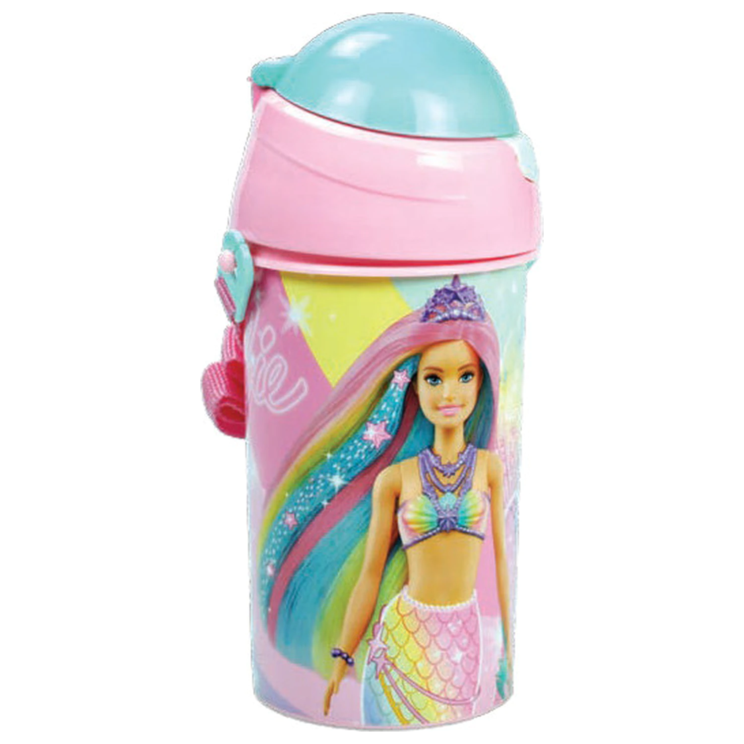 Barbie Sparkle Plastic Straw Bottle with Hook 500 ml product photo