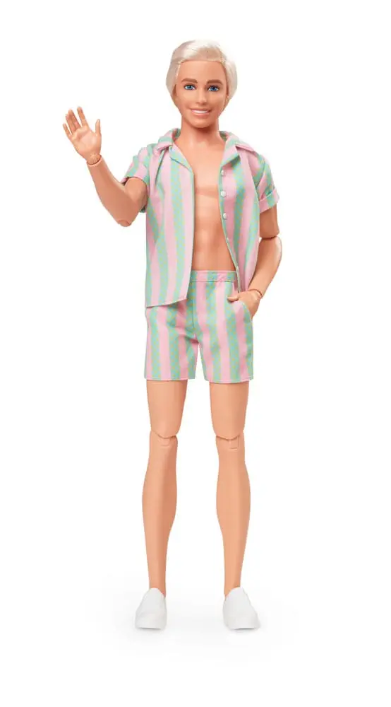 Barbie The Movie Doll Ken Wearing Pastel Striped Beach Matching Set product photo