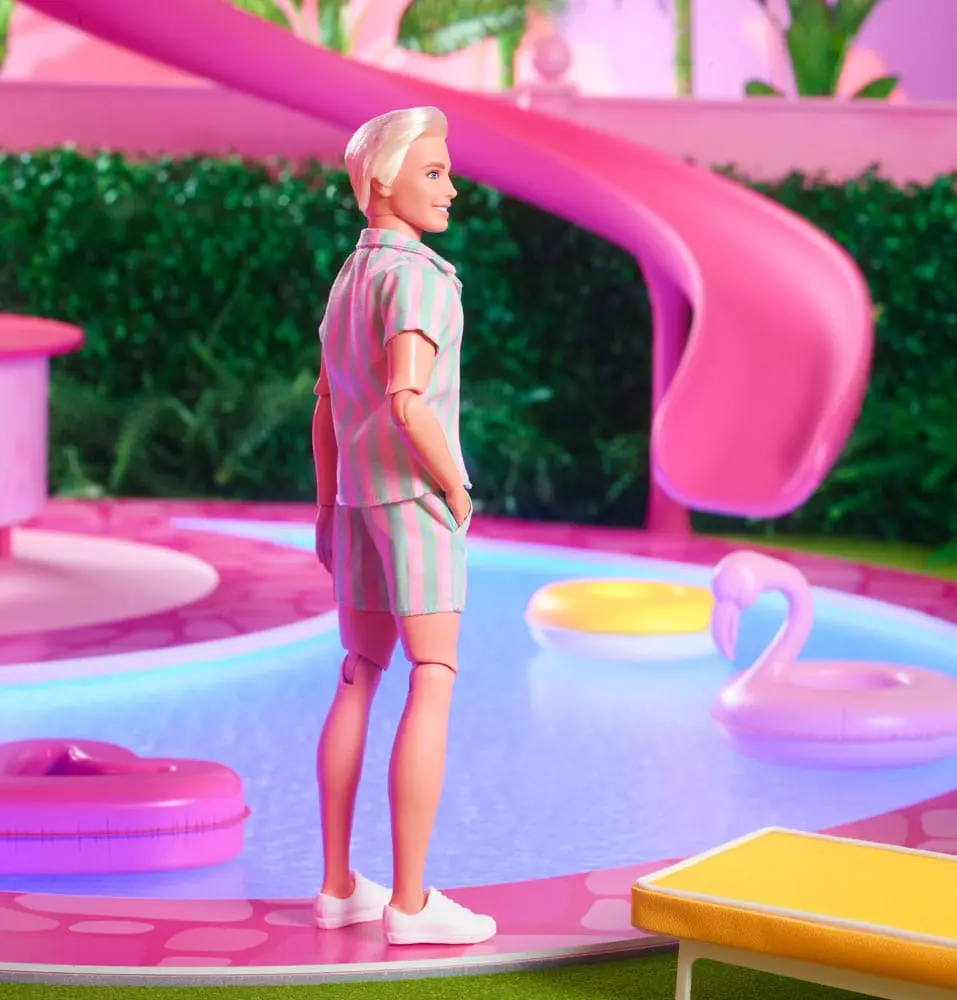 Barbie The Movie Doll Ken Wearing Pastel Striped Beach Matching Set product photo