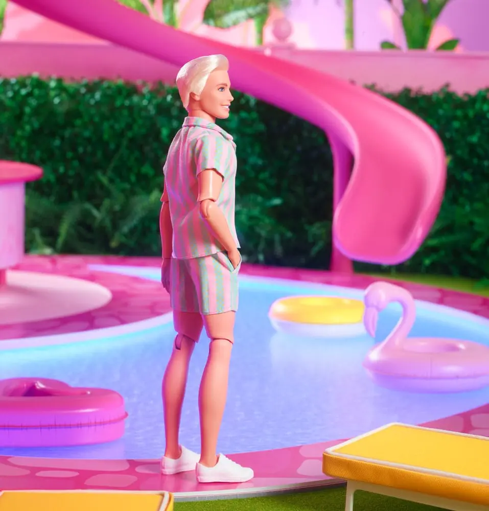 Barbie The Movie Doll Ken Wearing Pastel Striped Beach Matching Set product photo