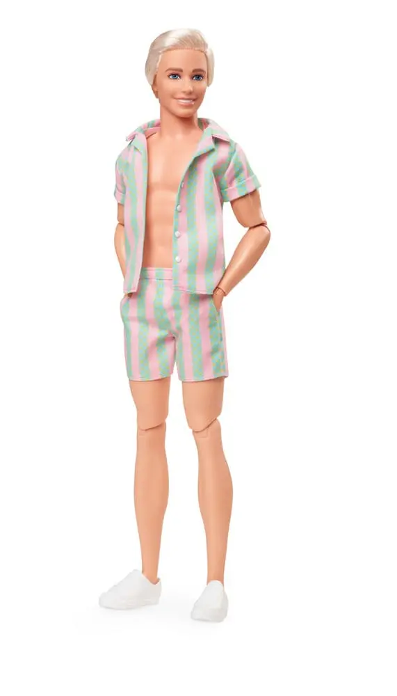 Barbie The Movie Doll Ken Wearing Pastel Striped Beach Matching Set product photo