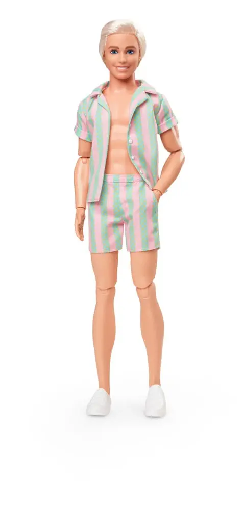 Barbie The Movie Doll Ken Wearing Pastel Striped Beach Matching Set product photo