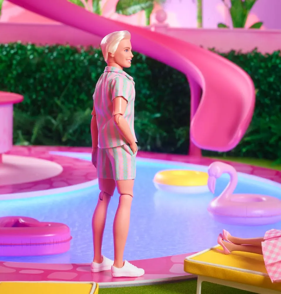Barbie The Movie Doll Ken Wearing Pastel Striped Beach Matching Set product photo
