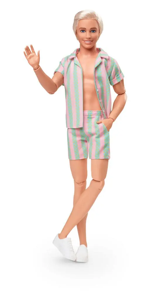Barbie The Movie Doll Ken Wearing Pastel Striped Beach Matching Set product photo