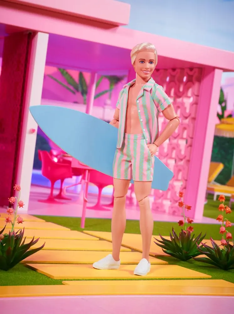 Barbie The Movie Doll Ken Wearing Pastel Striped Beach Matching Set product photo