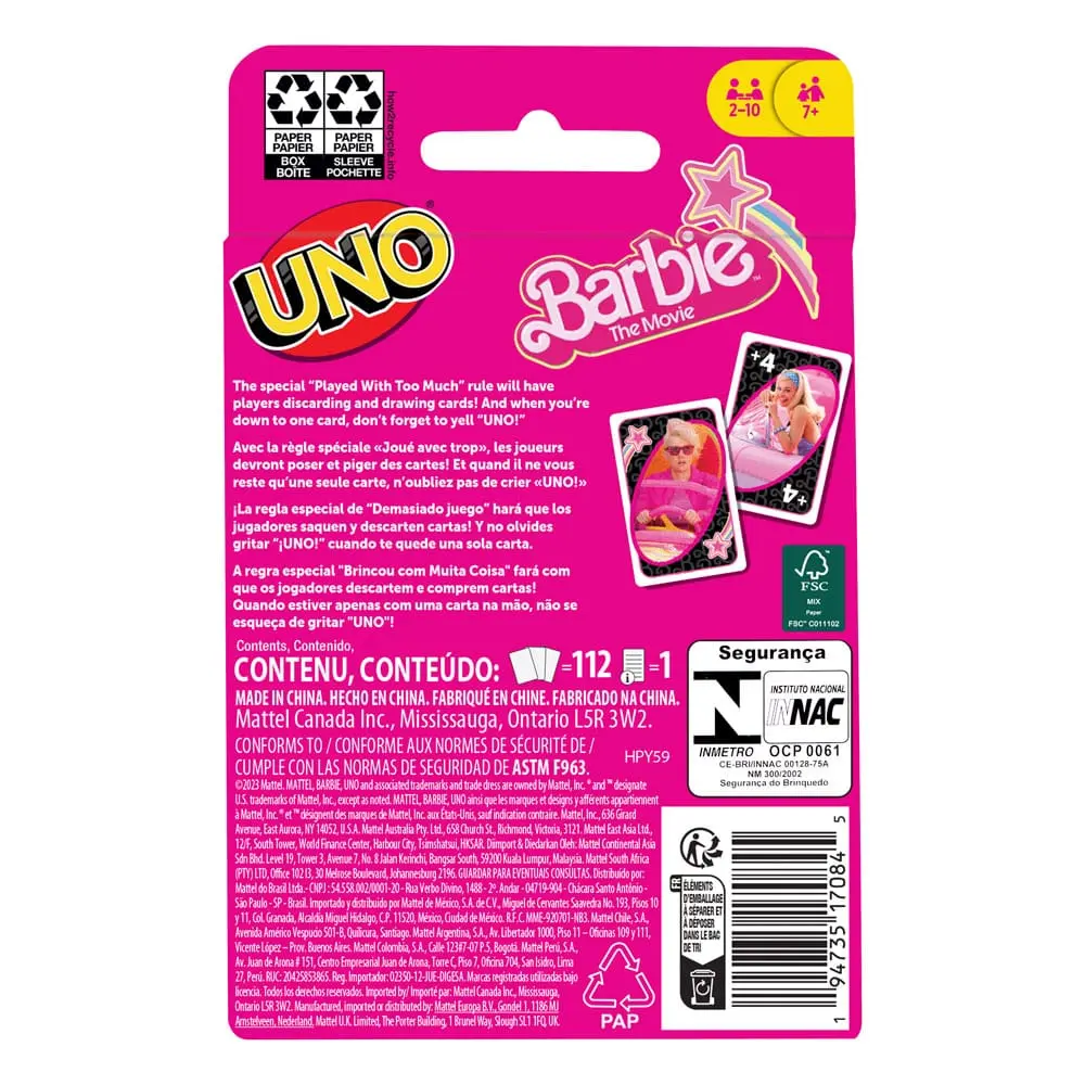 Barbie The Movie UNO Card Game product photo