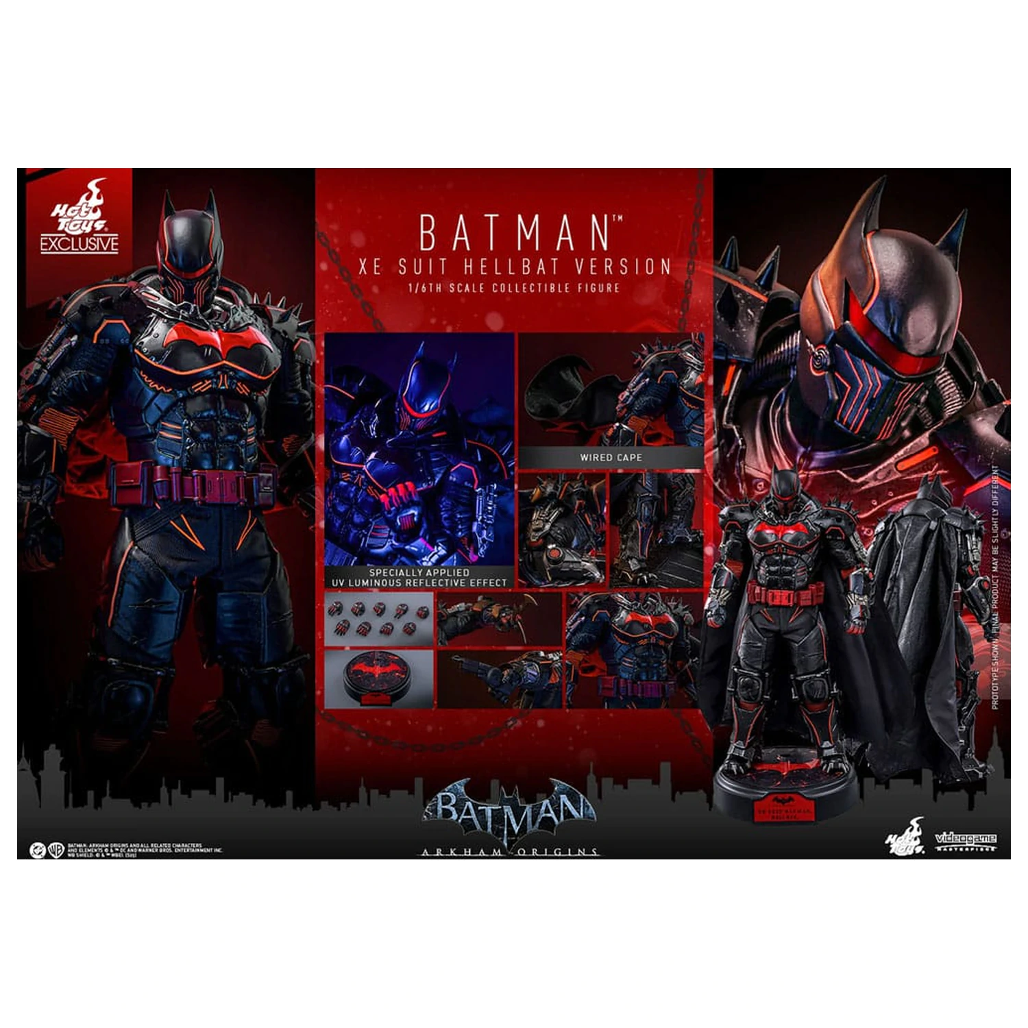 Batman Arkham Origins Videogame Masterpiece Action Figure 1/6 XE Suit Hellbat Version 33 cm product photo