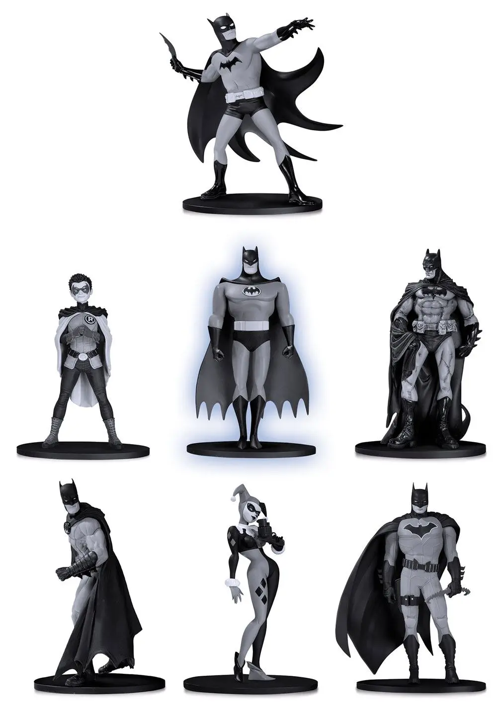Batman Black &amp; White PVC Minifigure 7-Pack Box Set #2 10 cm product photo