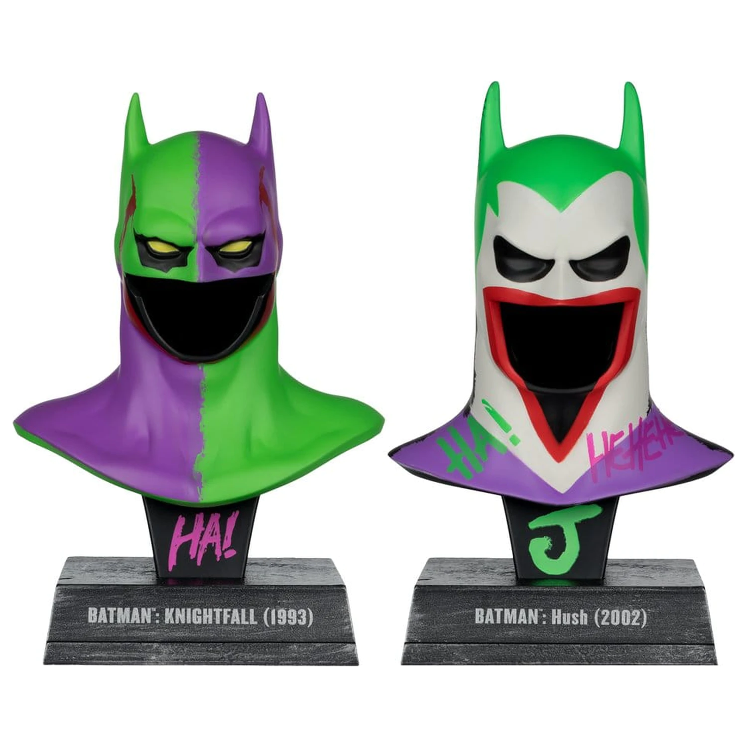 Batman DC Direct Mini Replica 1/3  2-pack Batman Cowls Hush & Knightfall (Jokerized) (Gold Label) 18 cm product photo