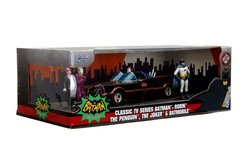 Batman Diecast Model 1/24 Pack of 5 Classic TV Series Batman, Robin, Joker, Penguin &amp; Batmobile product photo
