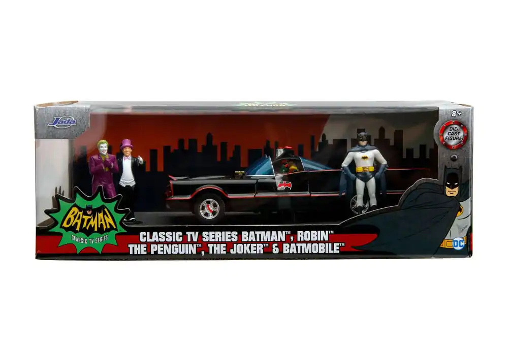 Batman Diecast Model 1/24 Pack of 5 Classic TV Series Batman, Robin, Joker, Penguin &amp; Batmobile product photo