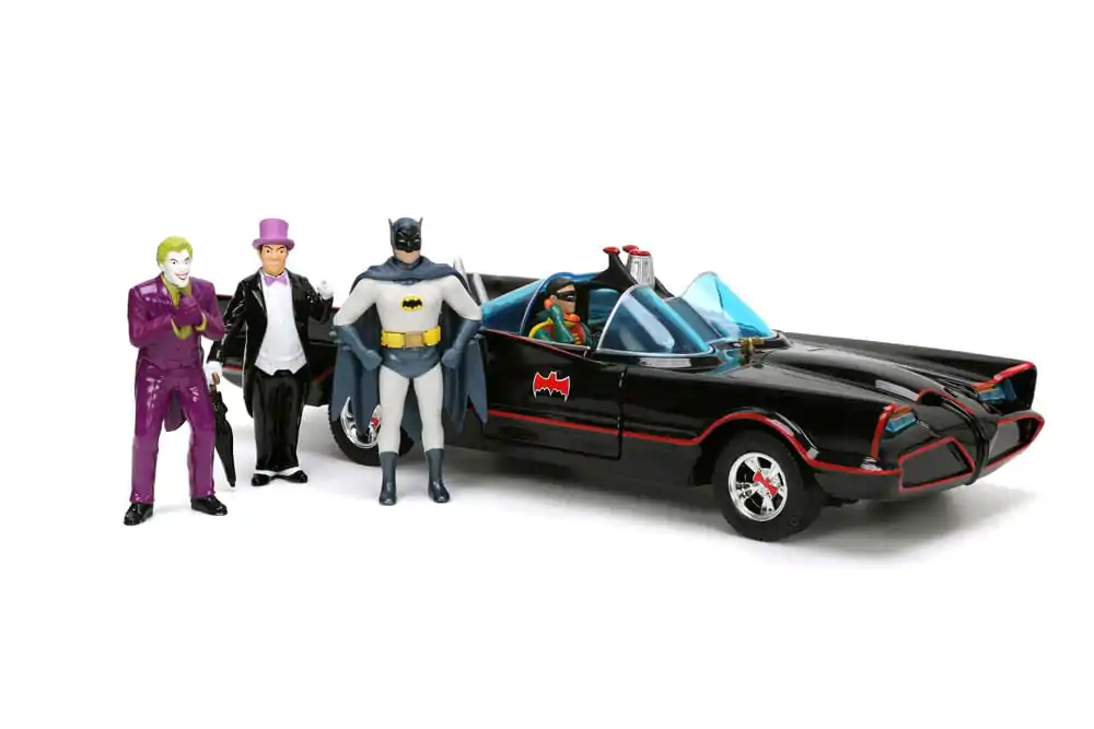 Batman Diecast Model 1/24 Pack of 5 Classic TV Series Batman, Robin, Joker, Penguin &amp; Batmobile product photo