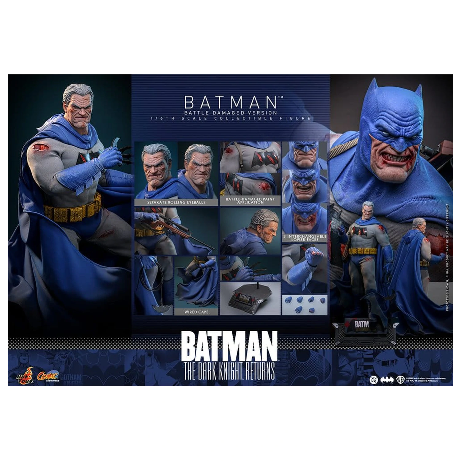 Batman: The Dark Knight Returns Comic Masterpiece Action Figure 1/6 Batman (Battle Damaged Version) 32 cm product photo