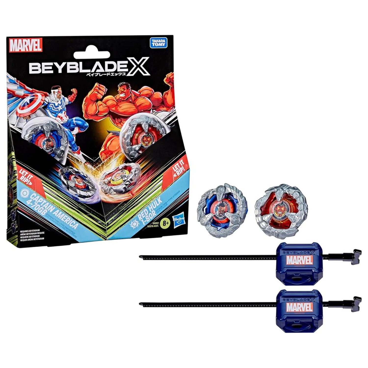 Beyblade X Captain America 4-70GB & Red Hulk 1-80R kit game product photo